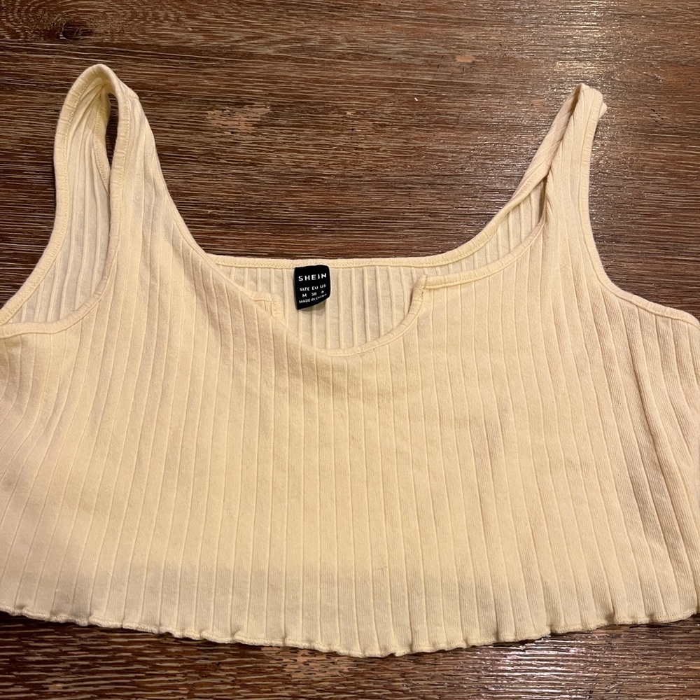 SHEIN Women's Beige Ribbed Crop Top